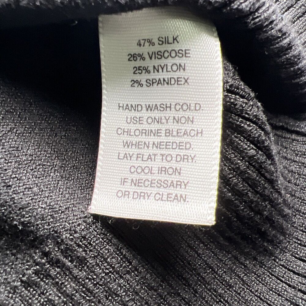 WHBM Silk Blend Sleeveless Double V Sweater Small Black Rosette Feminine - Picture 6 of 8